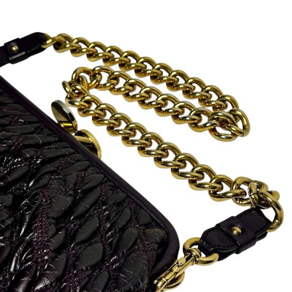 Marc Jacobs Plum MINA Stam Bag Kiss Lock Frame Purse Shoulder Quilted Elastic - Picture 6 of 16